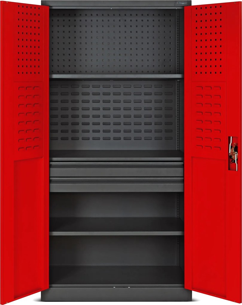 Szafa narzędziowa z 2 szufladami Szymon 92x50x185 cm antracyt/czerwony