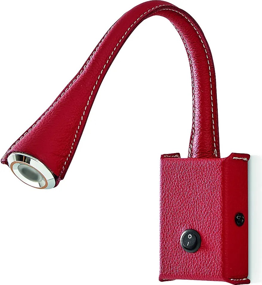 Nowoczesny kinkiet Skin Reader - do u?ytku wewn?trznego - stal i czerwona skóra - 2W LED SMD - 3000K - 180° stopni - w?./wy?. - IP20