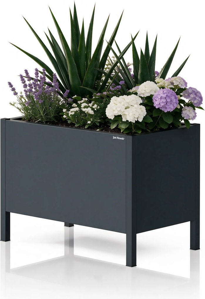 Osłona donica na kwiaty metalowa duża antracytowa: DAISY 500 x 400 x 300 mm