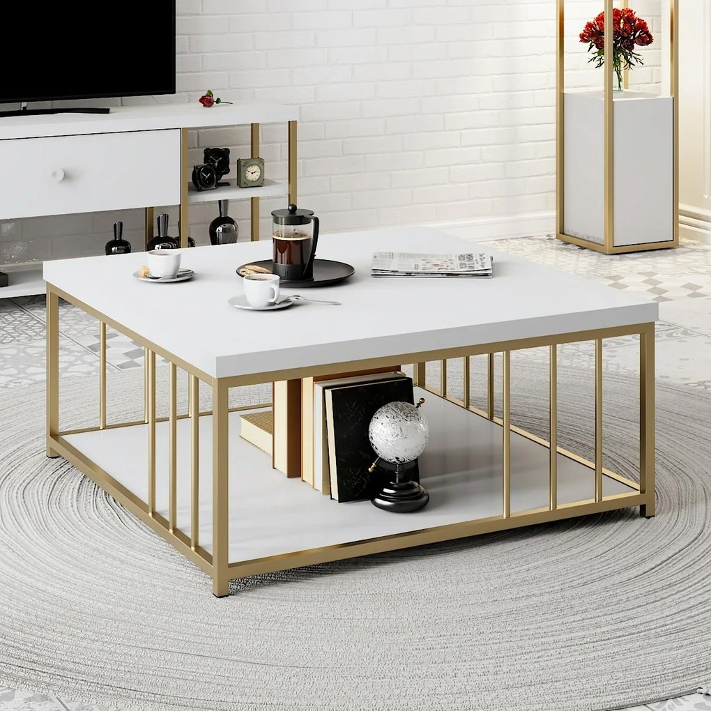 Stolik konferencyjny Zenn White and Gold