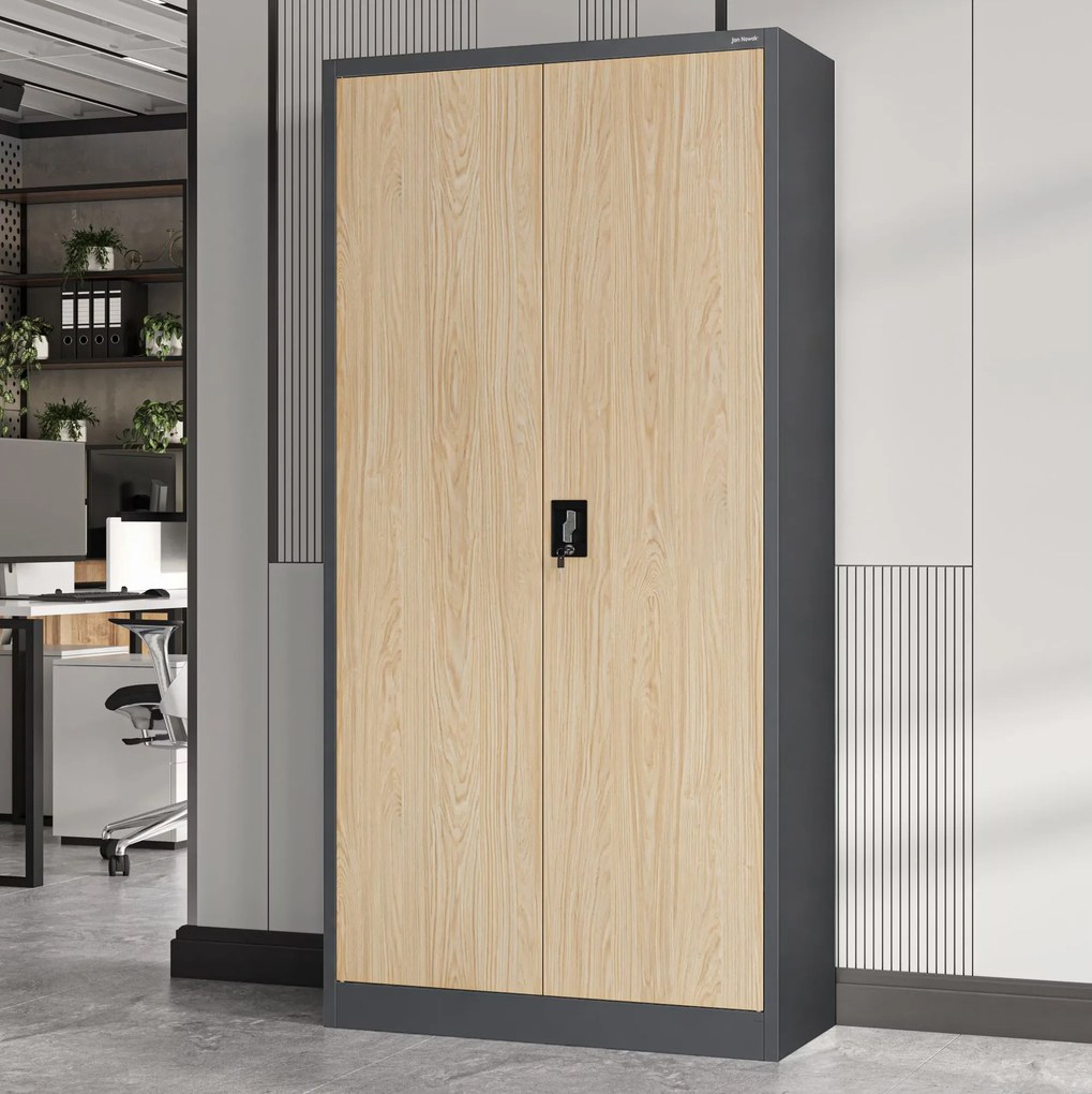 Szafa biurowa na dokumenty z 4 półkami antracytowa/dąb sonoma, 900x1850x400 mm: JAN Eco Design