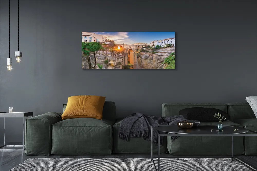 Zdjęcie na płótnie Most nad Rzeką o Zachodzie Słońca