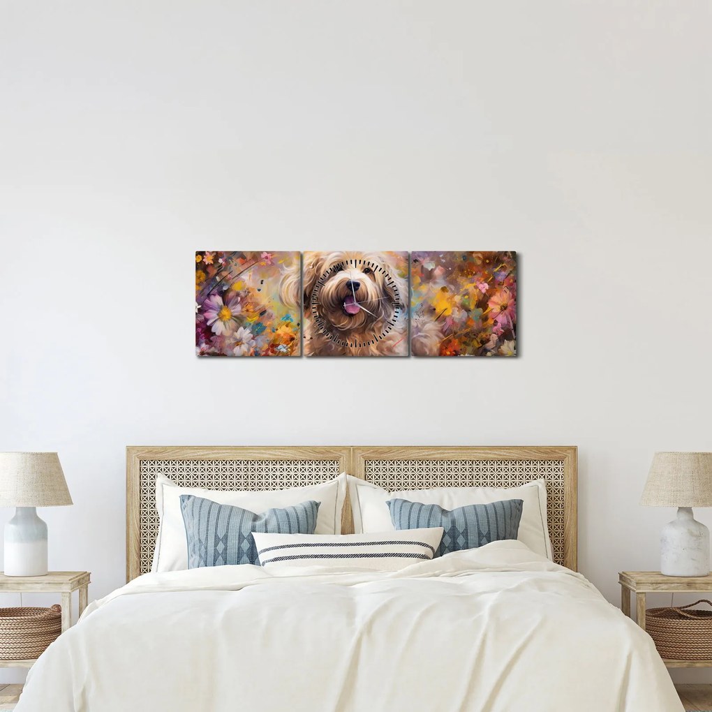 Obraz - Happy Dog II. (z zegarem) (90x30 cm)