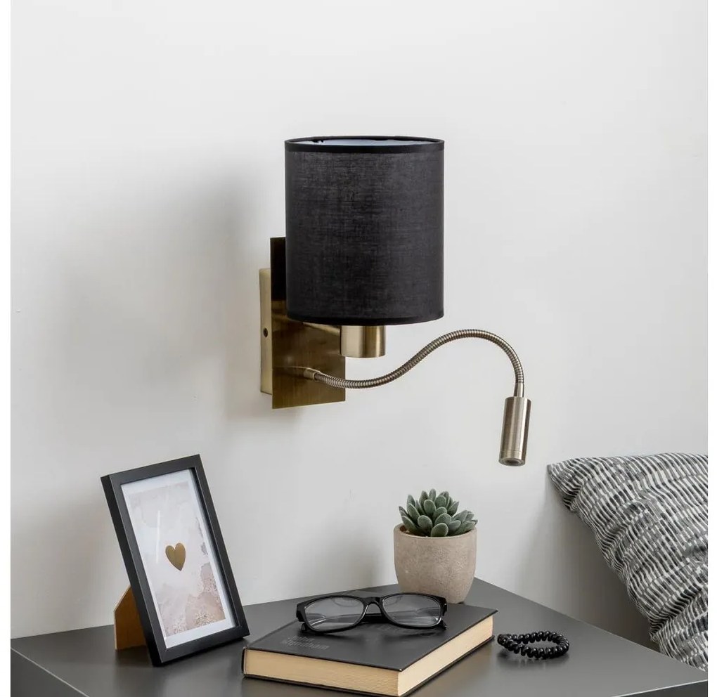 Brilagi - LED Kinkiet NUBILA 1xE27/25W/230V + LED/3W mosiądz/czarny