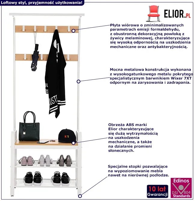 Beżowa szafka na buty z wieszakiem - Pareno