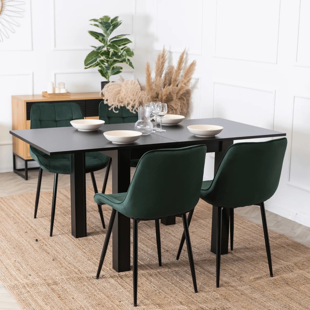 Stół Kwadratowy Rozkładany MAX 80-160 cm Czarny Nowoczesny Loft