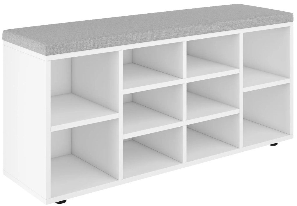 Szafka na buty BASIC – Biała z szarym siedziskiem | 104x50x30 cm