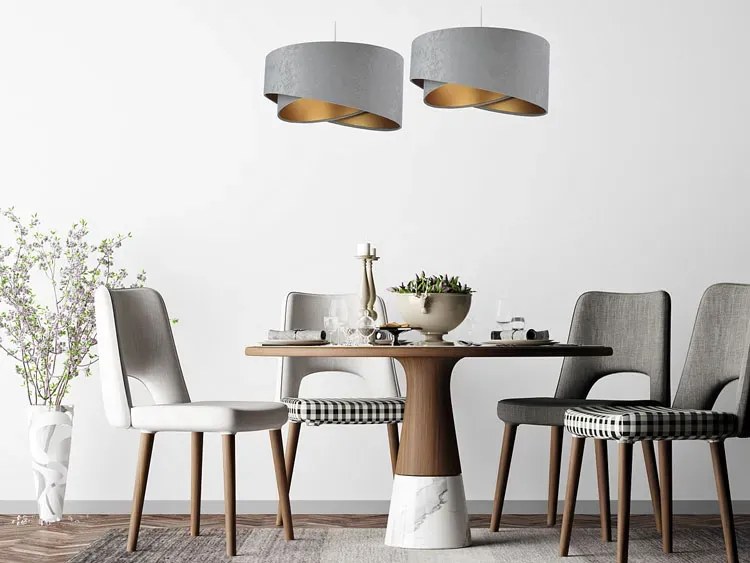 Szaro-złota lampa wisząca glamour - EX974 P0-F58