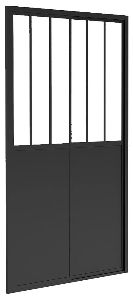 Drzwi prysznicowe przesuwne czarne matowe styl warsztatowy - 100 x 195 cm - ANAKAO