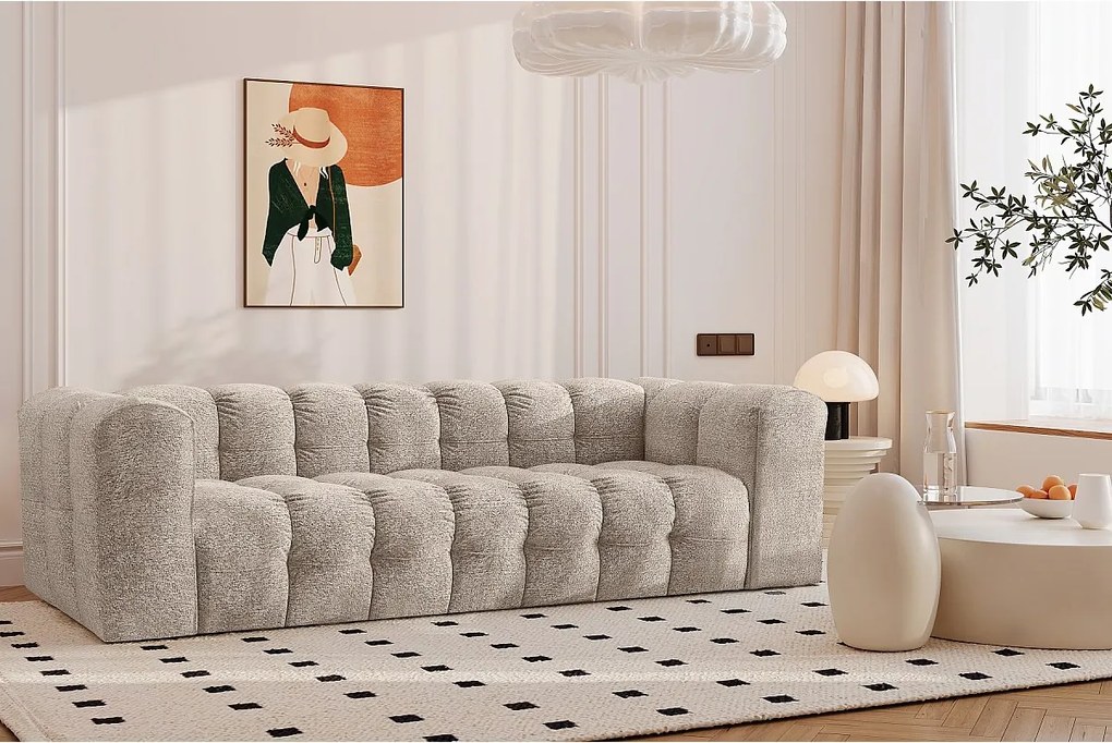Sofa czteroosobowa BALOO, tkanina szenilowa + bukla, Beżowy