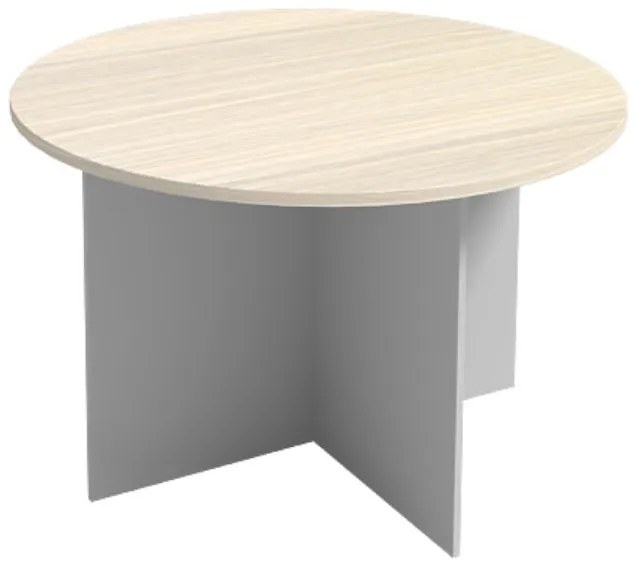 Stół konferencyjny z okrągłym blatem PRIMO GRAY, średnica 120 cm, szary/brzoza