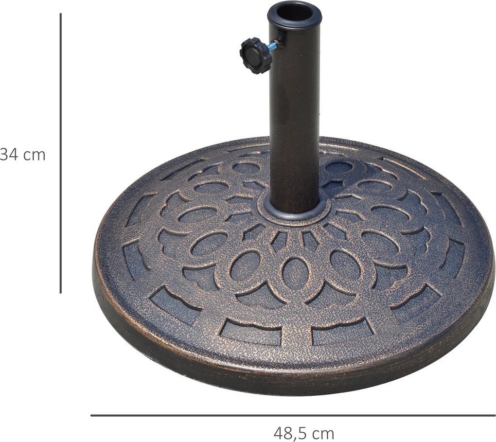 Outsunny Stojak Do Parasola 38 48mm Brązowy Podstawa Parasolowa 48 5x34cm Stabilna i Solidna | Aosom PL