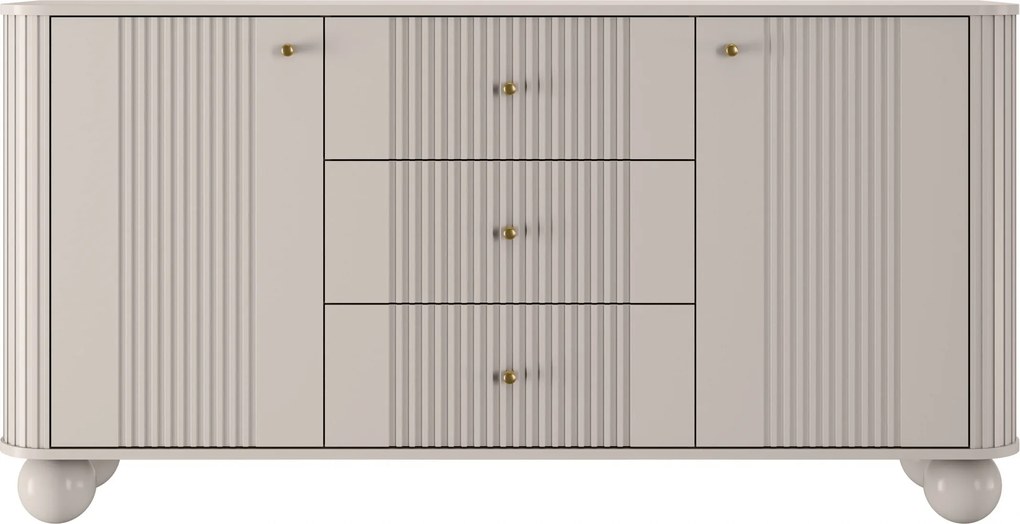 Komoda Vesper 160 cm z szufladami na kulach - kaszmir / złote uchwyty / nogi kule