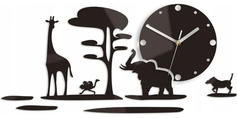 Zegar ścienny naklejany czarny dekoracyjny na ścianę do salonu loft safari