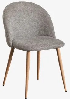 Krzesło Jadalniane Tapicerowane I Stalowe Kana Natural Wood & Tkaniny Piaskowy Brąz & Tkanin - Sklum