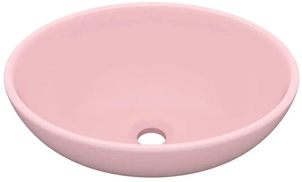 Ceramiczna umywalka na blat różowy mat - Feriks