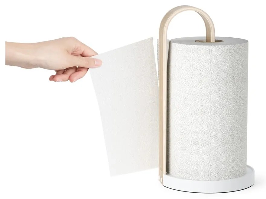 Biały drewniany stojak na ręczniki papierowe ø 17 cm Bellwood – Umbra
