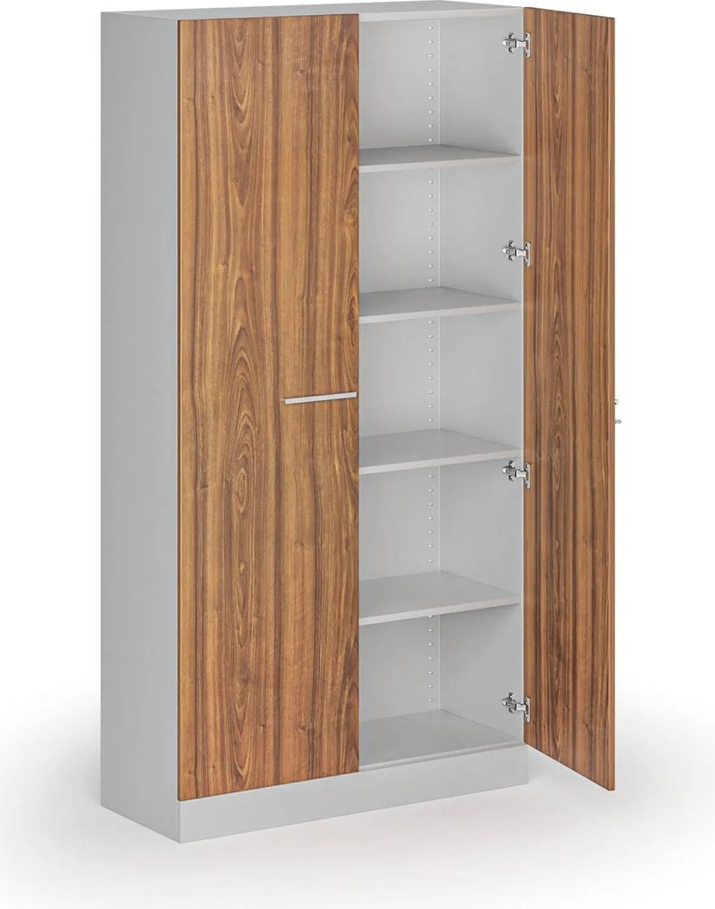 Metalowa szafa z drewnianymi drzwiami, demontowana, 1950 x 1000 x 400 mm, orzech