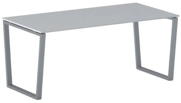 Biurko PRIMO IMPRESS, 180x90 cm, szaro-srebrna podstawa, szary