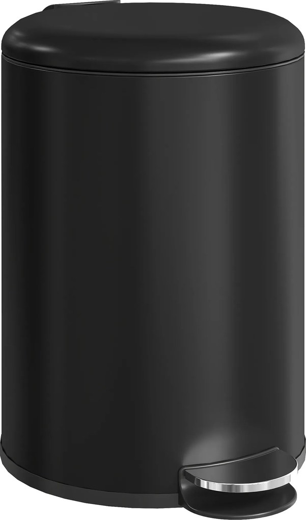 HOMCOM 20 l kosz kuchenny, metal odporny na odciski palców, pokrywa Soft-Close, pedał nożny i wyjmowany kubeł, czarny | Aosom PL