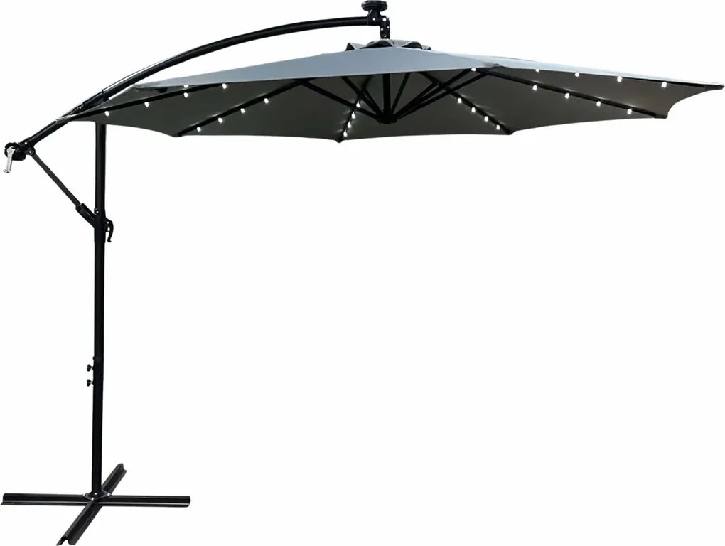 Jasnoszary parasol ogrodowy z oświetleniem LED R9-K66