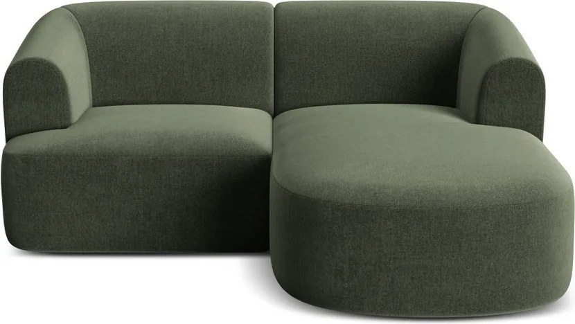 Zielony aksamitny narożnik (prawostronny/z szezlongiem) Campi – Cosmopolitan Design