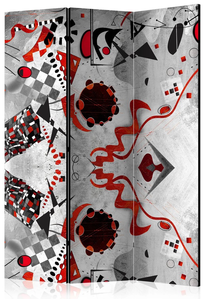 Parawan dwustronny Abstrakcje 135x172 cm 3-częściowy szary ARTGEIST B