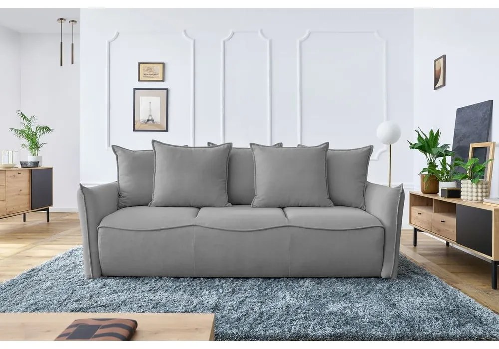 Jasnoszara rozkładana sofa 226 cm Leon – Bobochic Paris