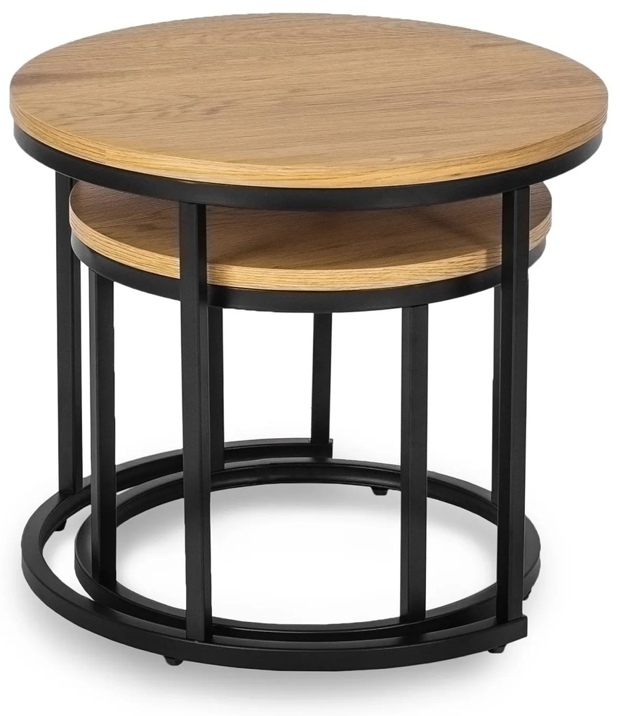 Zestaw Stolików Kawowych DELIA 43 cm/53 cm Dąb Złoty Nowoczesny Loft
