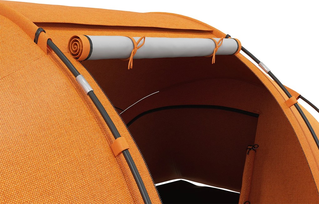 Outsunny Namiot tunelowy dla 4-6 osób, namiot kempingowy z drzwiami, podłogą, wodoodporny 2000 mm, pomarańczowy | Aosom PL