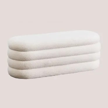 Ławka Z Miejscem Do Przechowywania 130 Cm W Tkaninie Barankowej Jutson Chenille Biały - Sklum