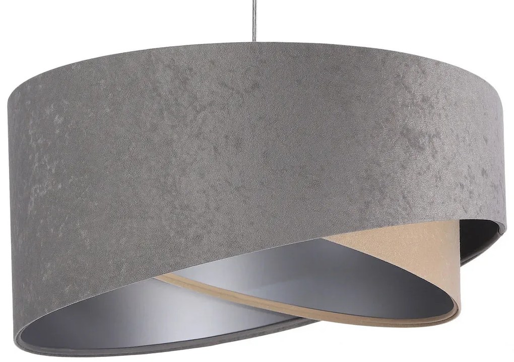 Szaro srebrna lampa wisząca z abażurem 3X EX987 W8-R01