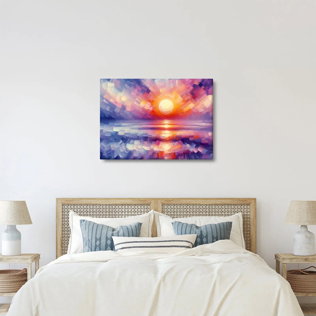 Obraz - Kolorowy artystyczny zachód słońca (70x50 cm)