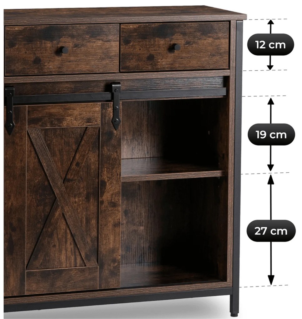 Komoda z Szufladami COLE 70 cm Dąb Rustykalny/Czarny Industrialna