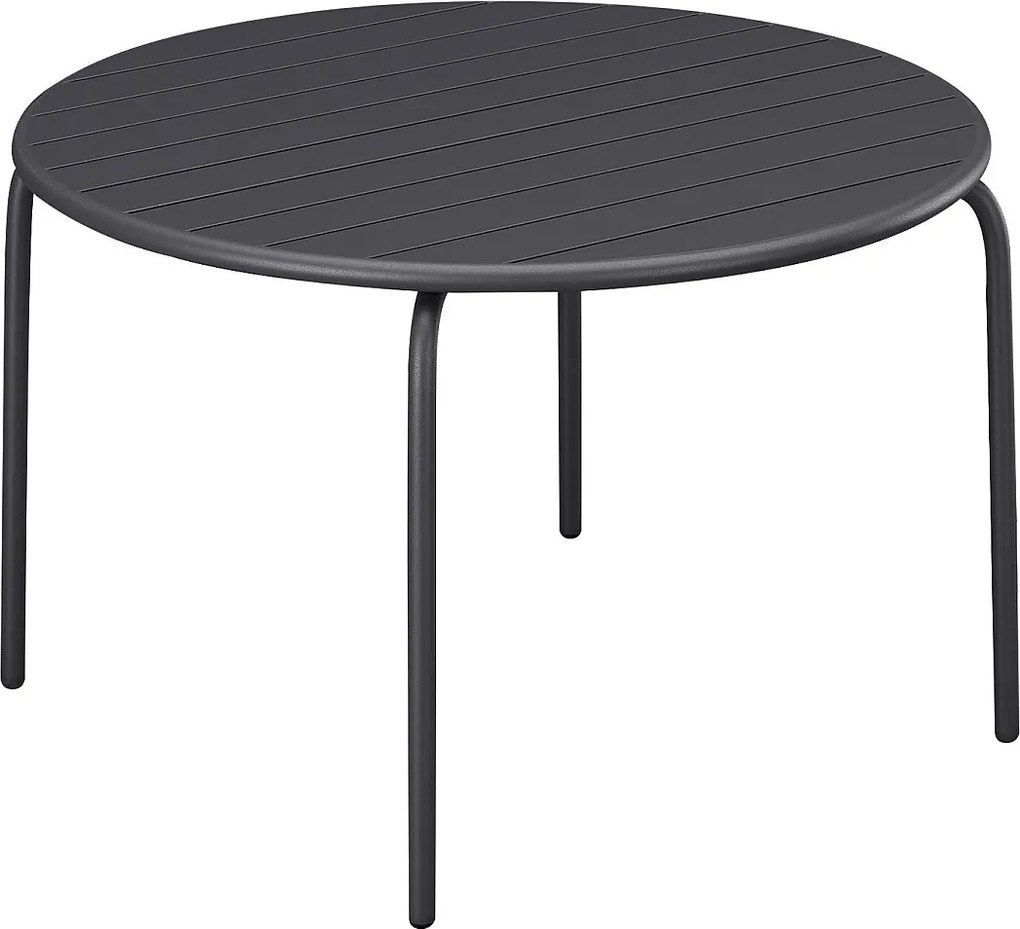 Stół ogrodowy okrągły o śr. 130 cm z metalu - antracytowy  - MIRMANDE marki MYLIA