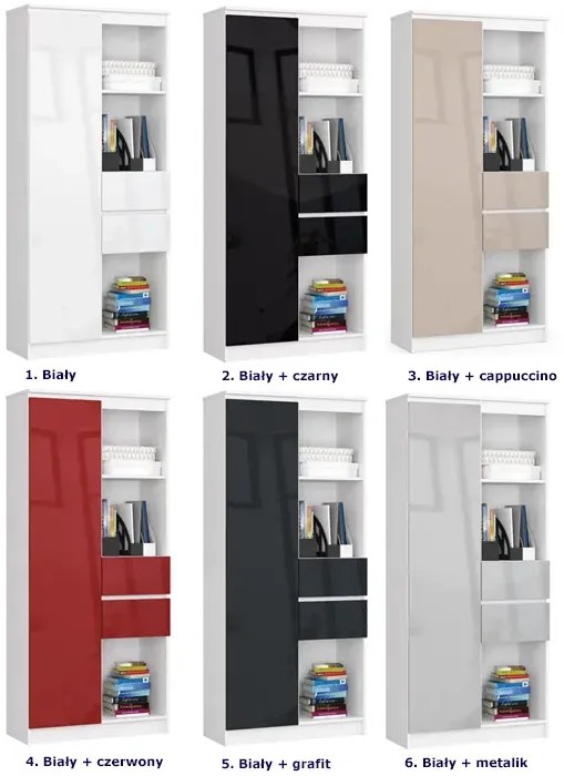 Regał biały w połysku z szufladami A5-L92