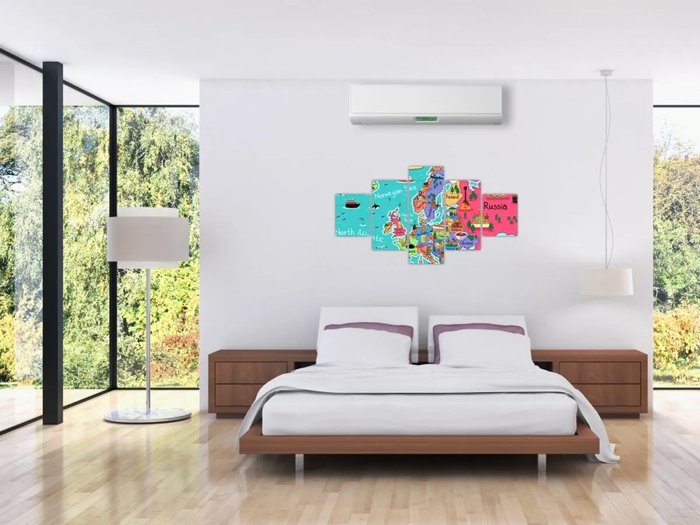 Obraz - Dziecięca mapa Europy (125x70 cm)