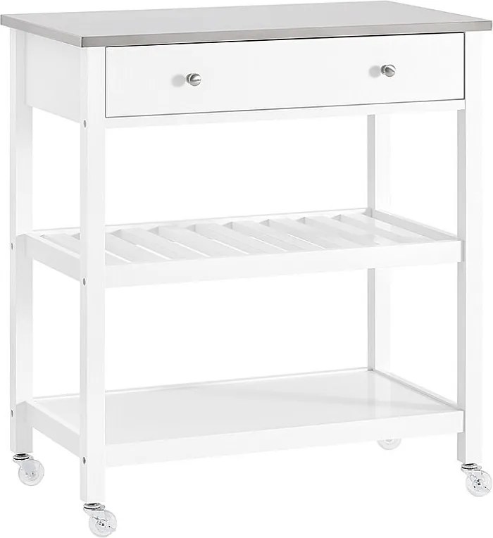 SoBuy Wózek kuchenny z półką na wino, organizatorem, biały