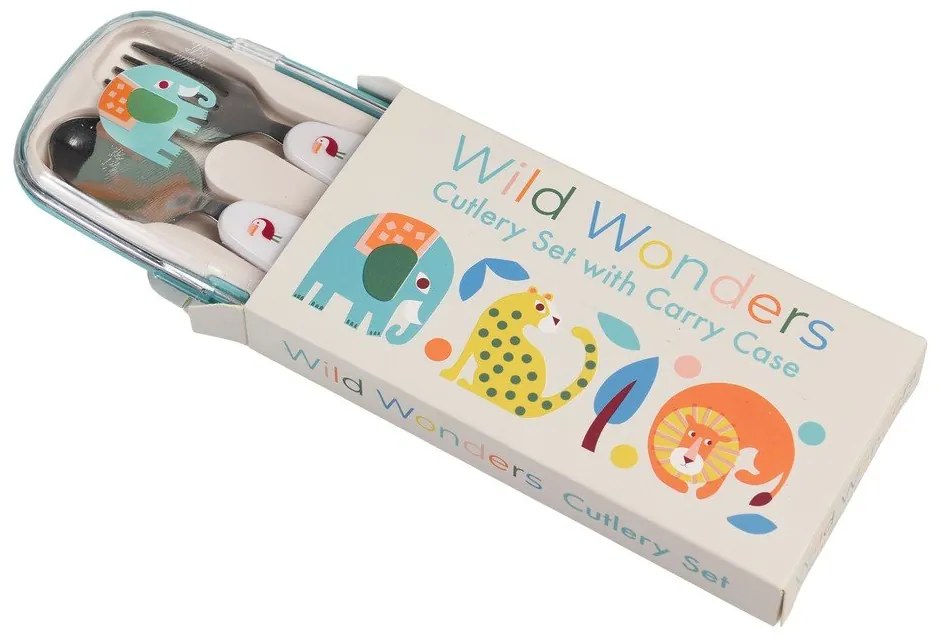 Kremowe sztućce dla dzieci ze stali nierdzewnej 2 szt. Wild Wonders – Rex London
