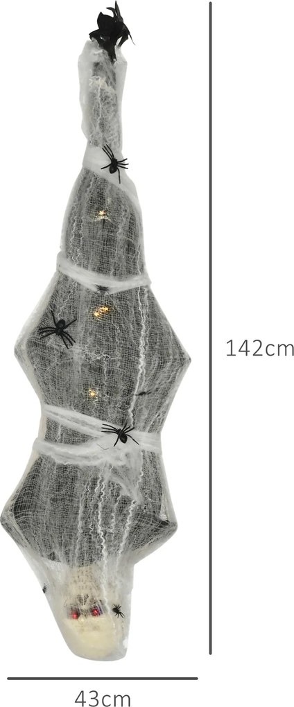 HOMCOM Halloween Mumia, Dekoracja z Efektem Dźwiękowym, z Sensorem Ruchu i LED, 60 cm x 16 cm x 170 cm