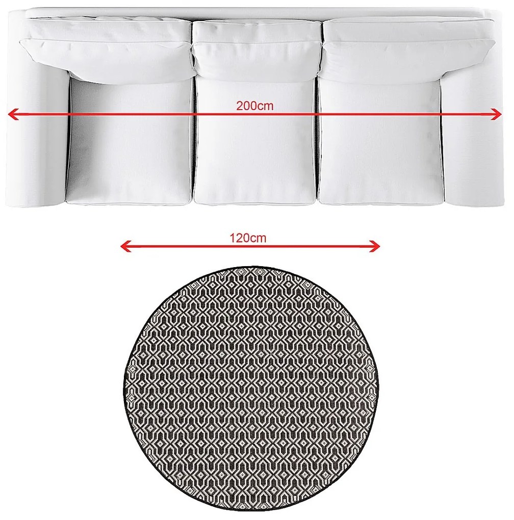 Dywan Lineo black/beige 120cm