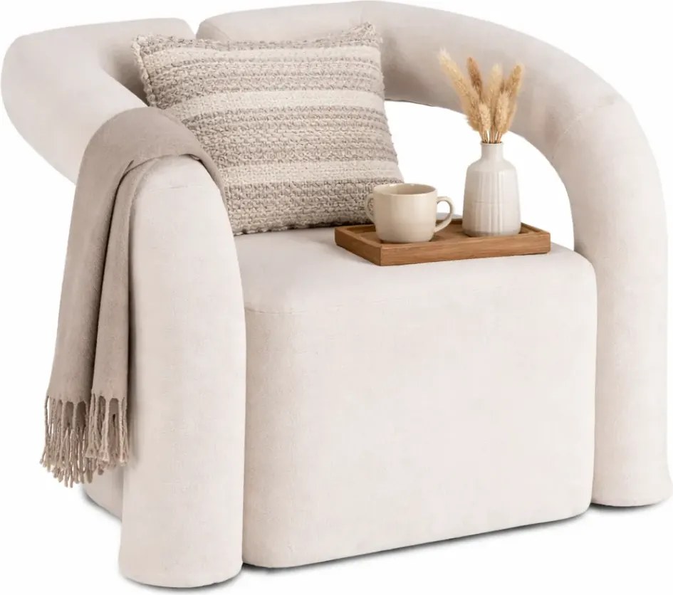 Kremowy fotel w stylu nowoczesnym F7-E05