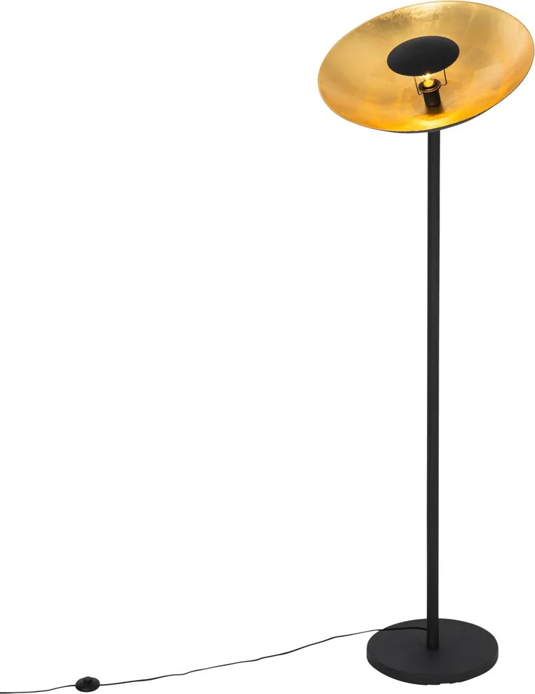 Industrialna lampa podłogowa czarna ze złotym wnętrzem 60 cm - Magnax