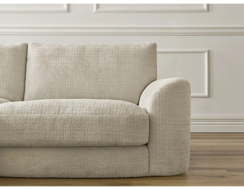 Beżowy narożnik z tkaniny szenilowej (lewostronny/z szezlongiem) Leonore – Bobochic Paris