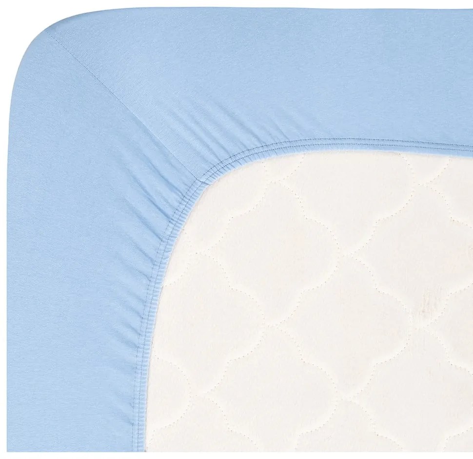 Niebieskie dżersejowe prześcieradło z gumką 140x200 cm Boxspring – Andrea Simone