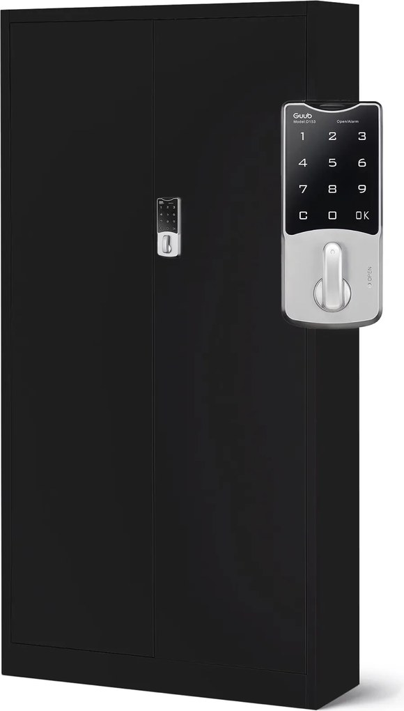 Szafa biurowa na akta otwierana na szyfr 90x40x185 cm Daniel, czarna