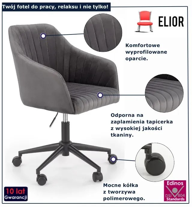 Nowoczesny szary fotel obrotowy N3-D88