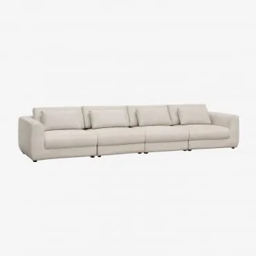 Modułowa Sofa 4-częściowa Z Regulowanym Zagłówkiem, Tapicerowana Tkaniną Chenille Cataline Szenila Kremowy Beż - Sklum