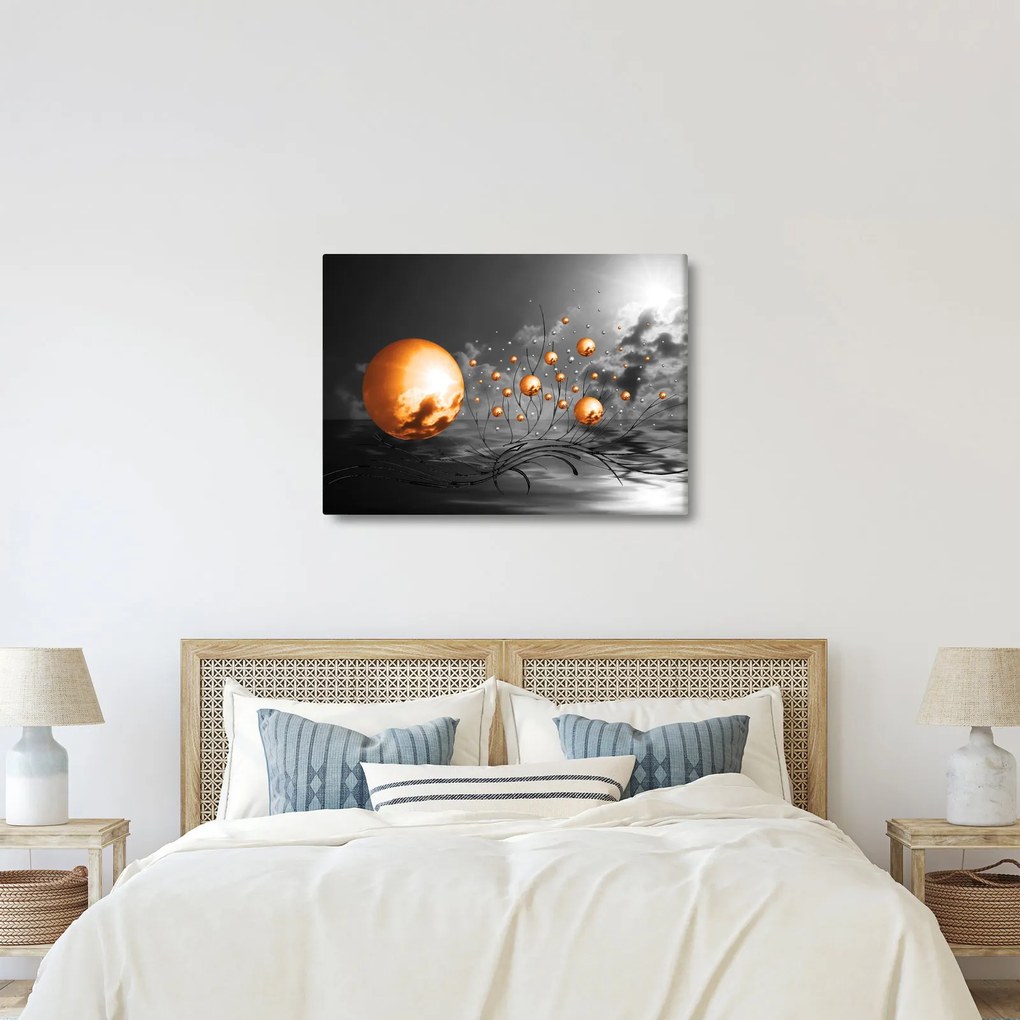 Obraz pomarańczowych abstrakcyjnych kul (70x50 cm)