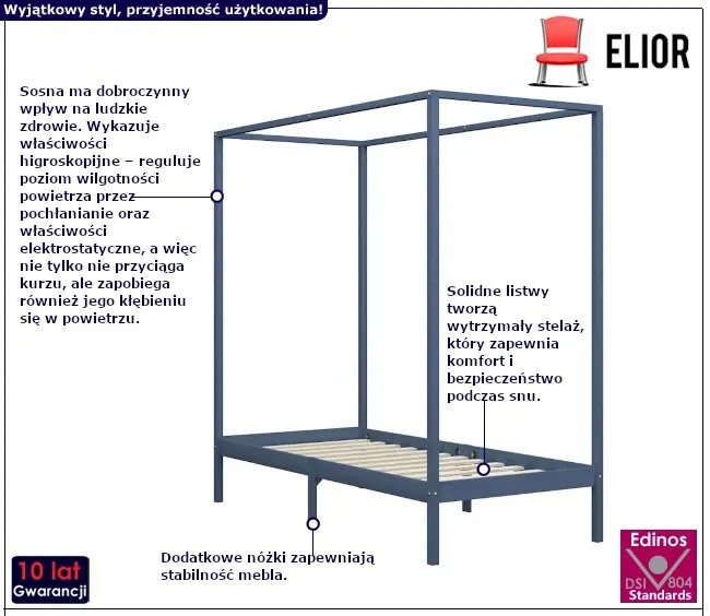 Szare pojedyncze łóżko 90x200cm L0-K50